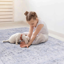 Load image into Gallery viewer, Maval - 2' X 3' Washable Area Rug - Blue / Cream
