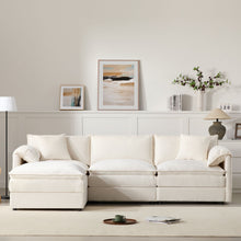 Load image into Gallery viewer, Modular Sectional With Deep And Wide Seat, Cloud Couch Set With Double Cushions Sofa With Movable Ottoman
