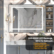 Load image into Gallery viewer, 3000-6000K LED Bathroom Mirror With Lights, Anti-Fog Dimmable Lighted Wall Mounted Vanity Mirror Master Bath Modern Makeup (Only Mirrors, Not Cabinets) Horizontal &amp; Vertical
