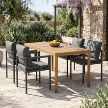 Load image into Gallery viewer, 5 Piece Outdoor Patio Dining Set With Table, Chairs With Cushions - Gray / Light Teak
