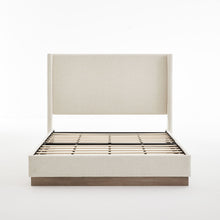 Load image into Gallery viewer, Hosford - Minimalist Upholstered Wingback Bed With Wood Base Platform
