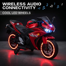 Load image into Gallery viewer, Kids 12V Motorcycle With Training Wheels, Manual Throttle, And Lighting Wheels For Boys And Girls Ages 3-6 - Red
