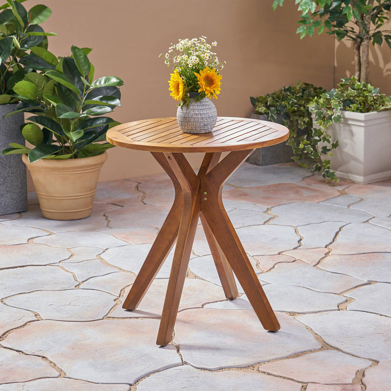 Stamford - Outdoor Bistro Table Acacia Wood X - Base - Teak