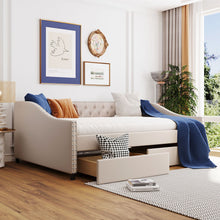 Load image into Gallery viewer, Upholstered Daybed With Two Drawers, Wood Slat Support

