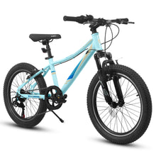 Load image into Gallery viewer, S20101 20" Kids' Bike, Boys Girls Mountain Bike Ages 8-12, 7 Speed Teenager Children Kids' Bicycles, Front Suspension Disc Brake Rear V-Brake, High Steel Frame

