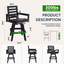 Load image into Gallery viewer, Outdoor Swivel Bar Chair, Ladderback With Wide &amp; Thickened Frame
