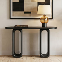 Load image into Gallery viewer, Art Sculptural Console Table With Oval Cutout Legs - Black
