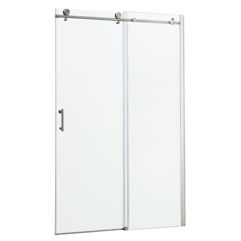 Shower Door Single Sliding Bypass Enclosure - Brushed Silver