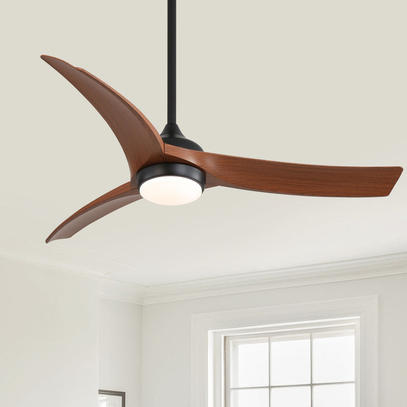 Ceiling Fan With 3 Blades, Remote Control Reversible DC Motor, Dimmable Light, And 1H / 4H / 8H Timer - Black