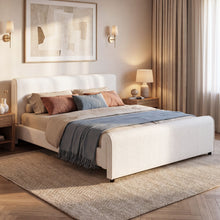 Load image into Gallery viewer, Luxury Upholstered Bed Frame With Curved Headboard &amp; Footboard
