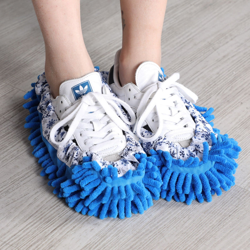 Microfiber Mop Slippers For Floor Cleaning, Machine Washable, 3 Pieces - Blue / Green / Red