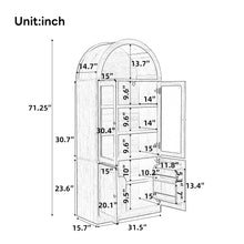 Load image into Gallery viewer, Tall Arched Top Storage Cabinet With 5 Tier Shelves, Soft Close Hinges
