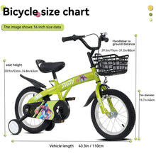 Load image into Gallery viewer, Fkznpj - 16" Sporty Kids Bike With Training Wheels And Stand Adjustable Saddle Suitable For Boys And Girls Aged 4 - 8 Years Tall Height 41 - 46" Available In A Variety Of Colors
