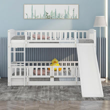 Load image into Gallery viewer, Low Bunk Bed With Slide, Fence And Ladder

