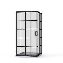Load image into Gallery viewer, Corner Shower Door, Shower Enclosure With Dual Sliding Doors - Matte Black
