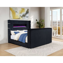 Load image into Gallery viewer, Judah - Eastern King Wingback TV Bed With Motorized Lift And Flame Visualizer - Black
