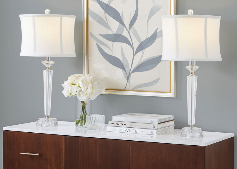 Diamond - Torch Contemporary Crystal Table Lamp (Set of 2) - Clear / Off White / Polished Nickel