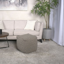 Load image into Gallery viewer, Amuleto - Hand Loomed Cotton Pouf - Dark Gray / Brown
