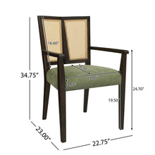 Load image into Gallery viewer, Mid Century Modern Arm Dining Chair Set With Rattan Backrest
