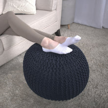 Load image into Gallery viewer, Bordeaux - Knitted Round Pouf Ottoman, Floor Cushion
