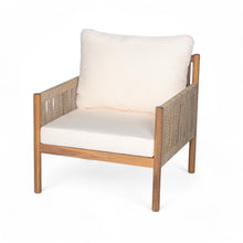Load image into Gallery viewer, Modern Outdoor Woven Lounge Chair With Solid Wood Frame - Teak
