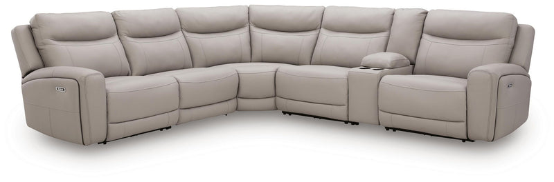 Gravier - 6-Piece Power Reclining Sectional With Storage Console - Gray