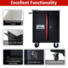 Load image into Gallery viewer, Double Door Clapboardl Multi Function Tool Cart - Black / Red
