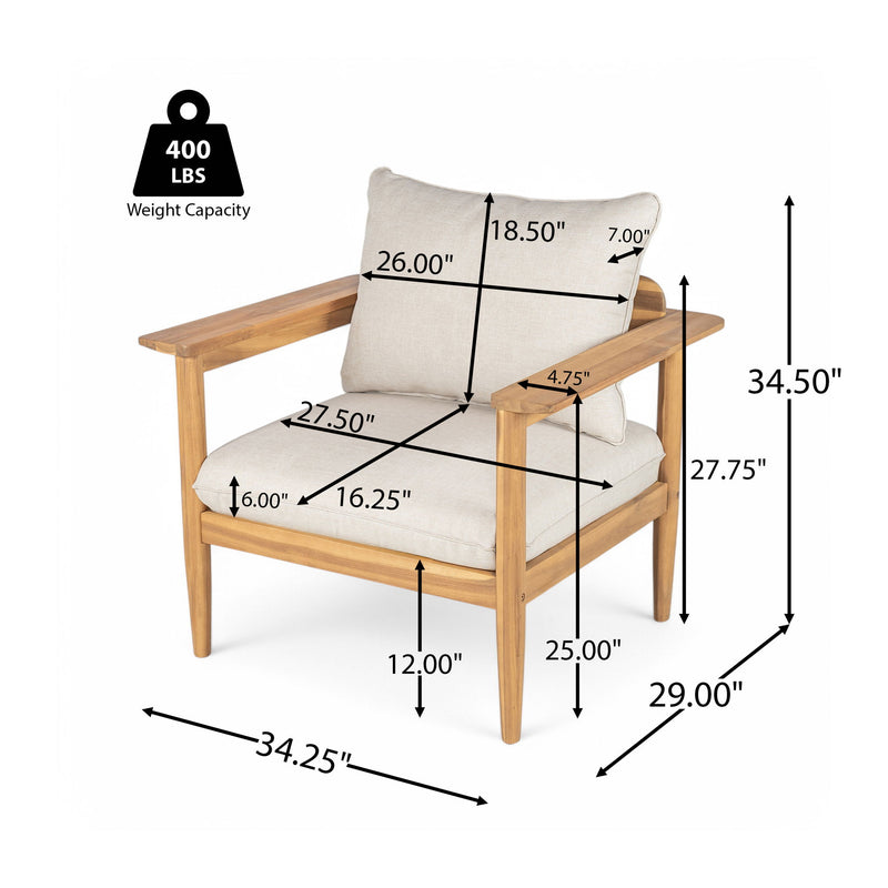 Terassi - Outdoor Lounge Chair (Set of 2) With Cushions - Beige / Light Teak