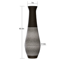 Load image into Gallery viewer, Tall Standing Designer Floor Vase Durable Artificial Rattan Elegant 2 Tone Finish Ideal Decor Accent For Living Room, Bedroom, Entryway Stylish Home Decor Statement Piece - Black / Gray
