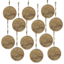Load image into Gallery viewer, Wooden Hanging Circle With Snowflake Cut Decorative Hanging Christmas Tree Ornaments For Holiday Party Decorations (Set of 12) - Multi
