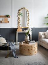 Load image into Gallery viewer, Full Length Arched Wall Mirror With en Leaf Accents Decorative Mirror For Living Room Bedroom - Gold
