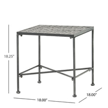 Load image into Gallery viewer, Outdoor Square Side Table With X Shaped Iron Frame - Black
