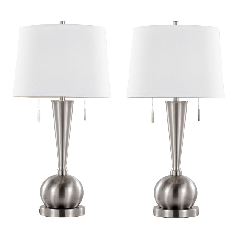 Jules - Contemporary Table Lamp Built In USB Port (Set of 2) - Brushed Nickel