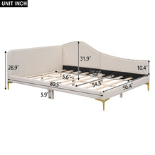 Load image into Gallery viewer, Upholstered Daybed With Headboard And Armrest, Support Legs
