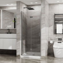 Load image into Gallery viewer, Bifold Frameless Glass Shower Door With Pivot Swing Panel, Tempered Clear Glass
