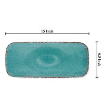 Load image into Gallery viewer, Supreme Housewares - Crackle Turq 15&quot; Melamine Rectangle Tray
