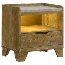 Load image into Gallery viewer, Packard - 1 Drawer Nightstand With LED Lighting And USB Charging - Oak
