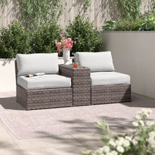 Load image into Gallery viewer, 2 Person Wicker Conversation Set With Cushions, Weather Resistant
