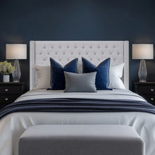 Load image into Gallery viewer, Transitional Upholstery Headboard With Tufted Buttons And Nailhead Trim
