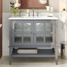 Load image into Gallery viewer, Bathroom Vanity With Ceramic Sink, Adjustable &amp; Open Shelf
