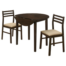 Load image into Gallery viewer, 3 Piece Dining Set With Drop Leaf Table And Upholstered Chairs
