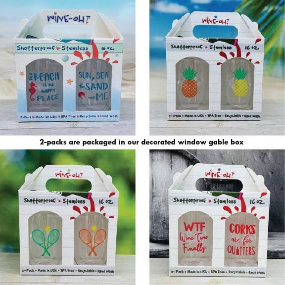 Wine-Oh! - PICKLEBALL SAYINGS Shatterproof Wine Glasses
