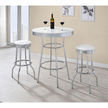 Load image into Gallery viewer, Midge - 3 Piece Round 1950S Bistro Pub Bar Table Set With Upholstery - White
