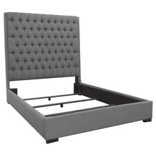 Load image into Gallery viewer, California King Upholstered Panel Bed With Tufted Headboard - Gray
