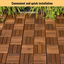 Load image into Gallery viewer, Interlocking Deck Tiles Checker Pattern, Square Acacia Hardwood Outdoor Flooring For Patio, Bancony, Pool Side

