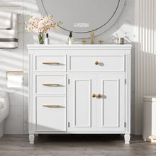 Load image into Gallery viewer, Bathroom Vanity With Sink, 1 Tip Out Drawer, 3 Side Drawers, Adjustable Shelf
