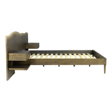Load image into Gallery viewer, Queen Size Platform Bed Frame With Live Edge Headboard, Built In Nightstands - Dark Brown
