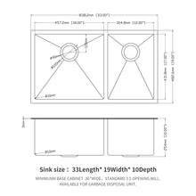 Load image into Gallery viewer, Modern Double Bowl Undermount Kitchen Sink 50 / 50 Design Stainless Steel
