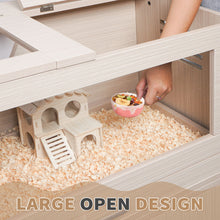 Load image into Gallery viewer, Guinea Pig Cages, Hamster Cage Wood With Independent Storage Cabinet, House For Rat Chinchilla With Guinea Pig Hutch And Bridge, Openable Top With Acrylic Sheets
