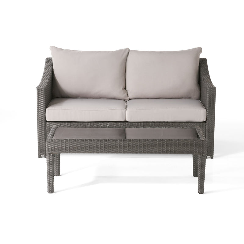 Contemporary Antibes Loveseat & Table Set Outdoor - Gray